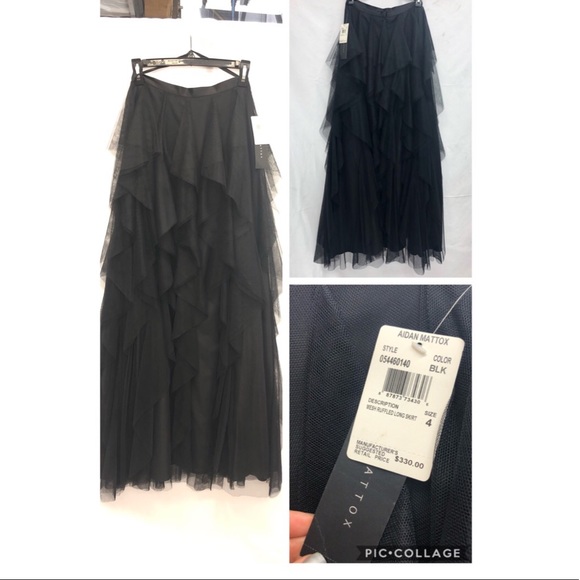 Aidan Mattox long ruffle mesh long skirt - Picture 2 of 5